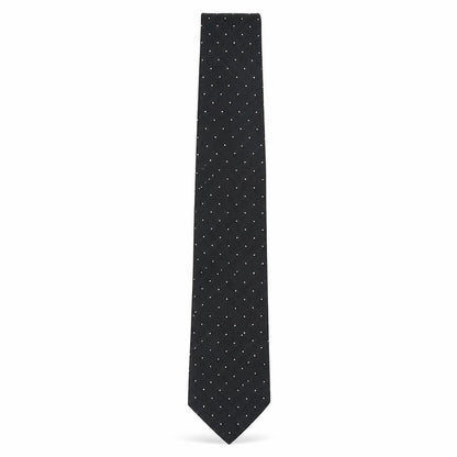 Mens Pierre Cardin Black Polka Dot 100% Silk Designer Tie