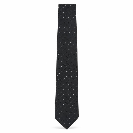 Mens Pierre Cardin Black Polka Dot 100% Silk Designer Tie