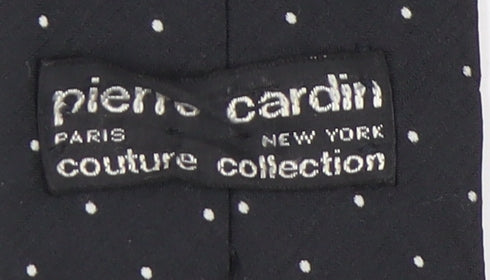 Pierre Cardin Men's Black Silk Polka Dot Designer Tie