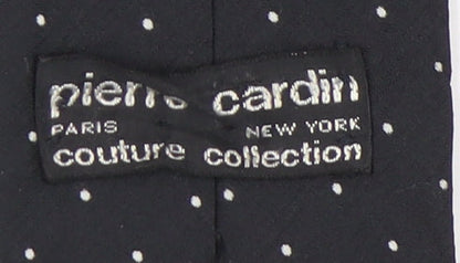 Pierre Cardin Men's Black Silk Polka Dot Designer Tie