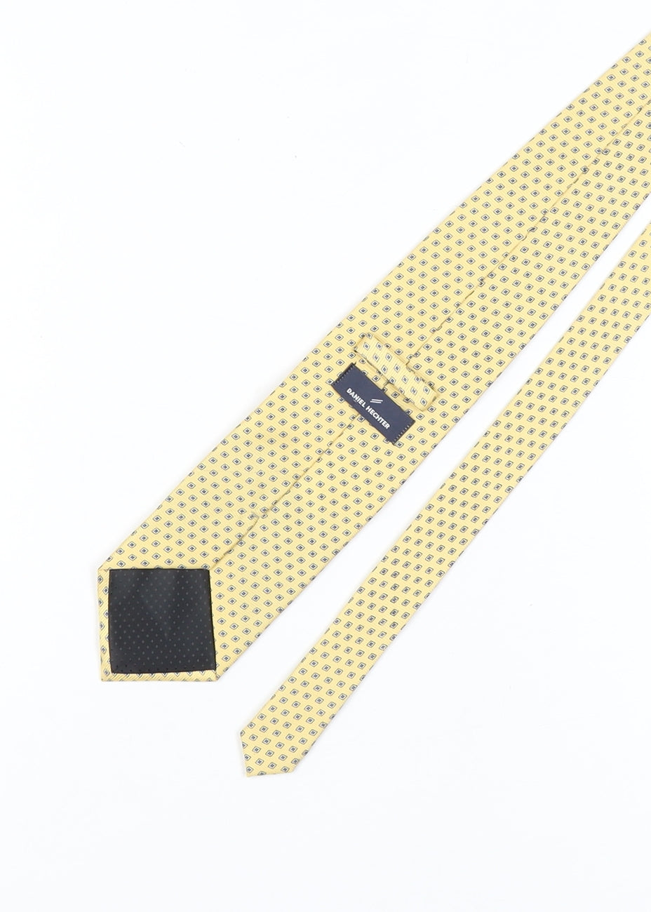 Mens Daniel Hechter Yellow Geometric 100% Silk  Tie