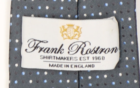 Mens Frank Rostron Blue Polka Dot 100% Silk  Tie