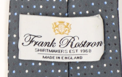 Mens Frank Rostron Blue Polka Dot 100% Silk  Tie