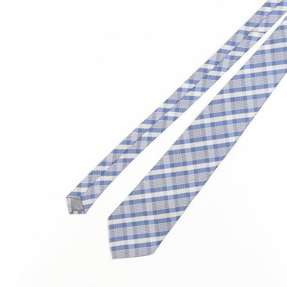 Giorgio Armani Men's Blue Silk Plaid Tie, Handmade, One Size