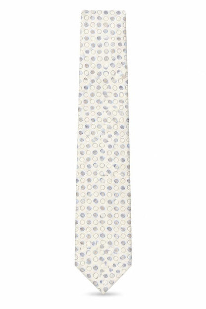 Mens Thomas Nash Beige Polka Dot 100% Silk Pointed Tie