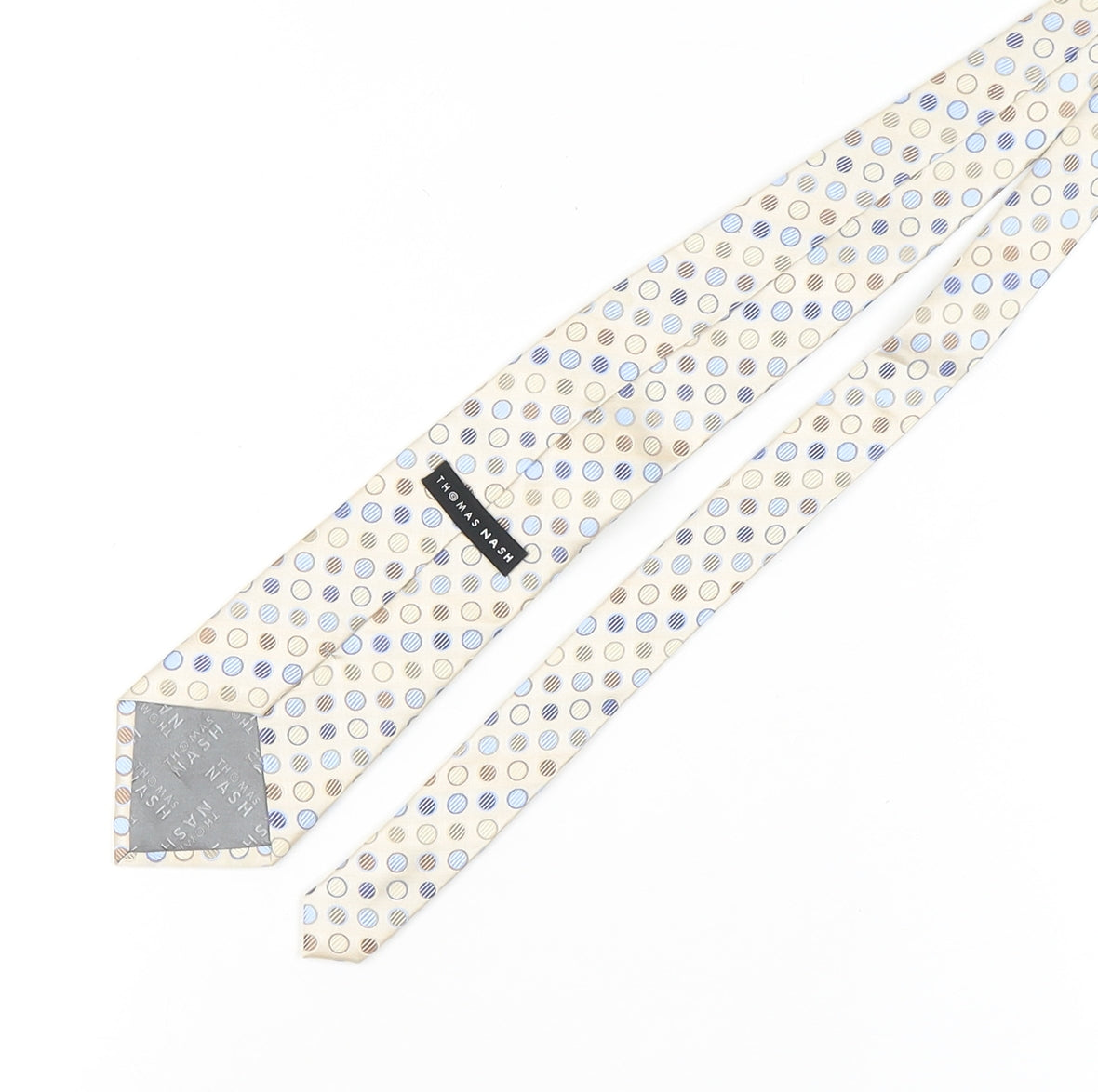 Thomas Nash Men's Beige Silk Polka Dot Tie