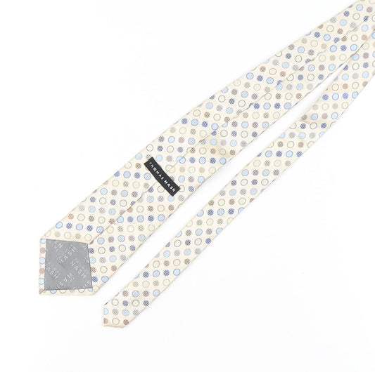 Thomas Nash Men's Beige Silk Polka Dot Tie