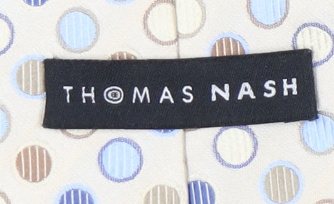 Thomas Nash Men's Beige Silk Polka Dot Tie