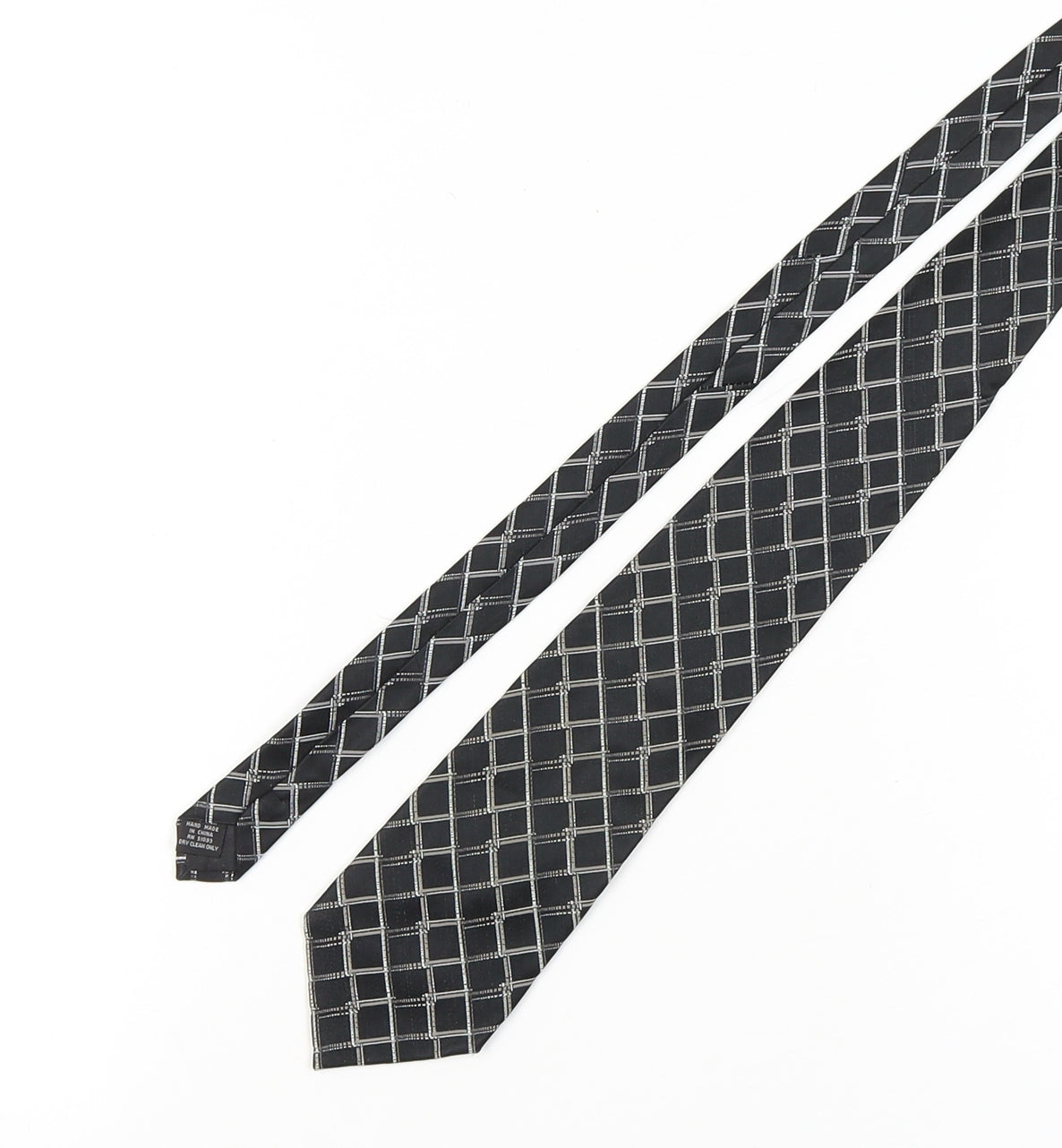 Pierre Cardin Men's Black Silk Tie Plaid Check One Size