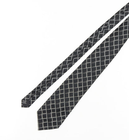 Pierre Cardin Men's Black Silk Tie Plaid Check One Size