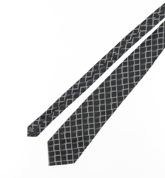 Pierre Cardin Men's Black Silk Tie Plaid Check One Size