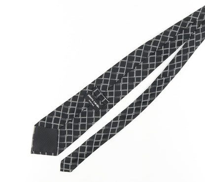 Pierre Cardin Men's Black Silk Tie Plaid Check One Size