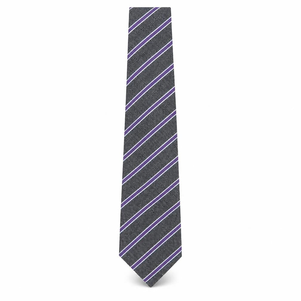 Mens Frank Rostron Black Striped 100% Silk  Tie