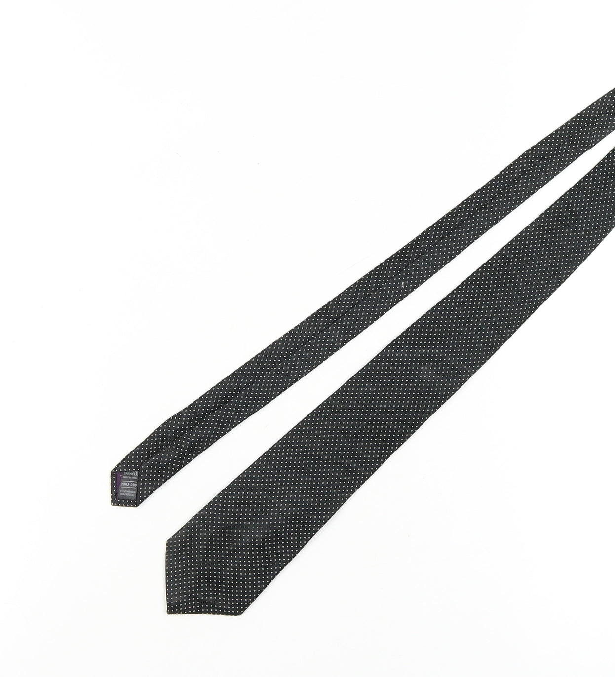 Marks and Spencer Men's Black Polka Dot Silk Tie