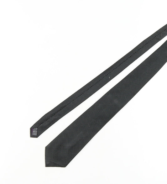 Marks and Spencer Men's Black Polka Dot Silk Tie