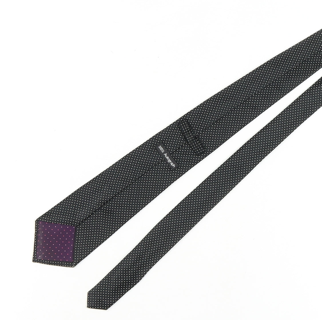 Marks and Spencer Men's Black Polka Dot Silk Tie