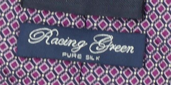 Racing Green Men's Purple Silk Geometric Tie, One Size