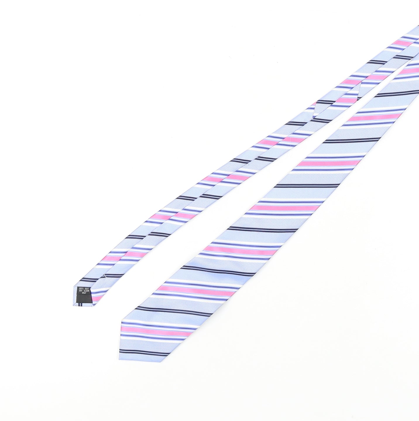 Pierre Cardin Men's Blue Pink Striped Silk Designer Tie