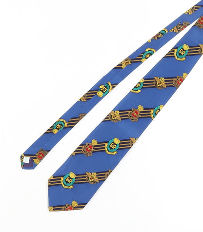 Mens Angelo Litrico Blue Geometric 100% Silk Pointed Tie
