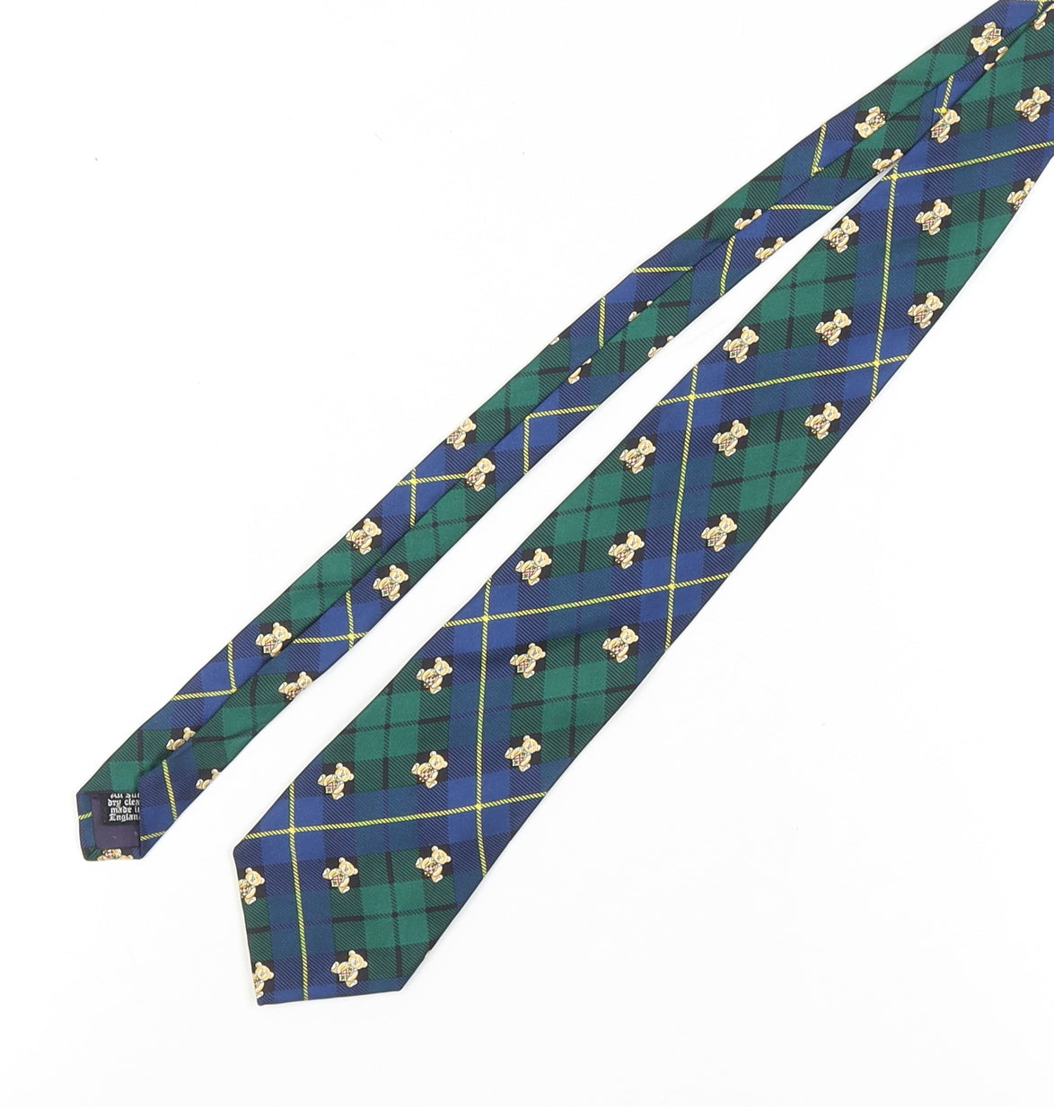 Austin Reed Men's Silk Tartan Tie, Blue Green, One Size