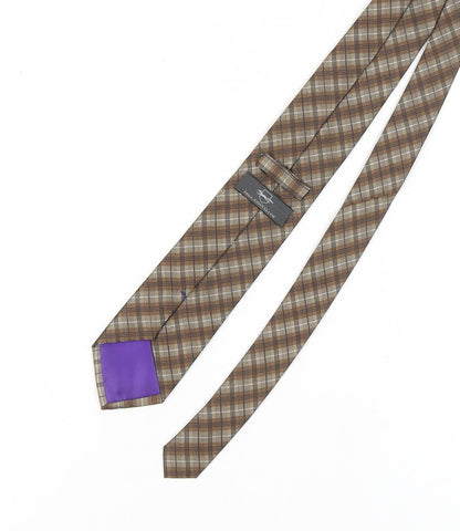 Paul Costelloe Men's Brown Plaid Silk Tie