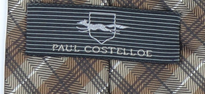 Paul Costelloe Men's Brown Plaid Silk Tie