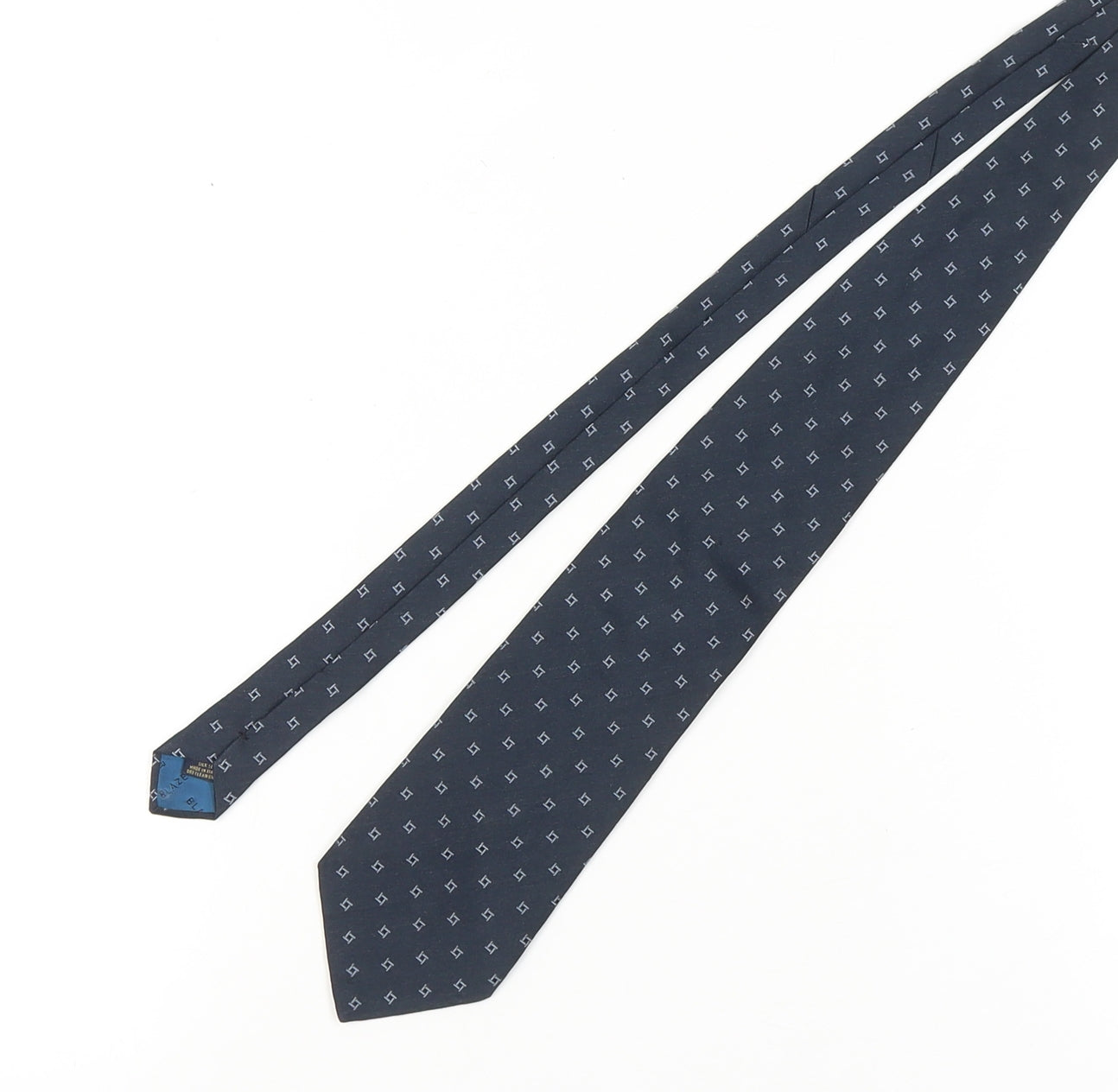 Mens Blazer Blue Geometric 100% Silk  Tie