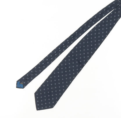 Mens Blazer Blue Geometric 100% Silk  Tie