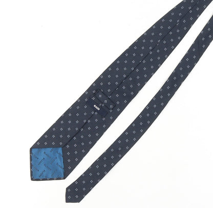 Mens Blazer Blue Geometric 100% Silk  Tie