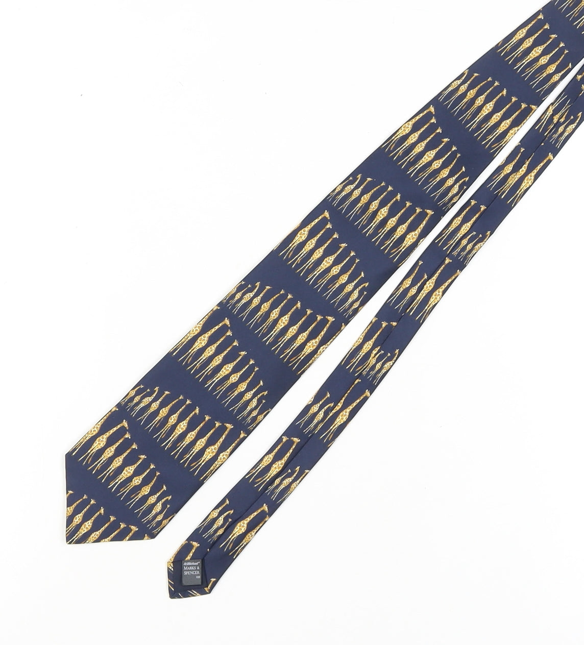 Marks and Spencer Men's Blue Silk Animal Print Tie