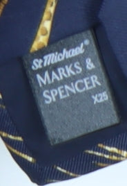 Marks and Spencer Men's Blue Silk Animal Print Tie