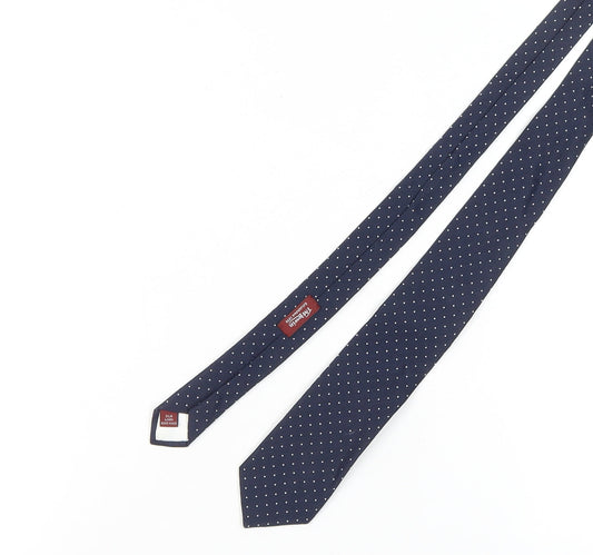 T.M. Lewin Men's Blue Silk Polka Dot Handmade Tie
