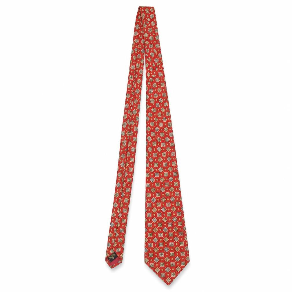 Mens Greenwoods Red Geometric 100  Tie