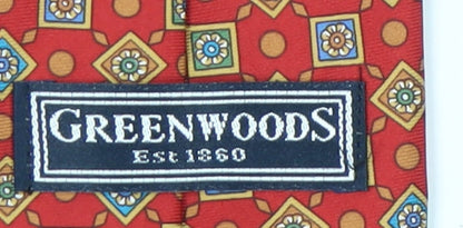 Greenwoods Men's Red Geometric Silk Tie One Size