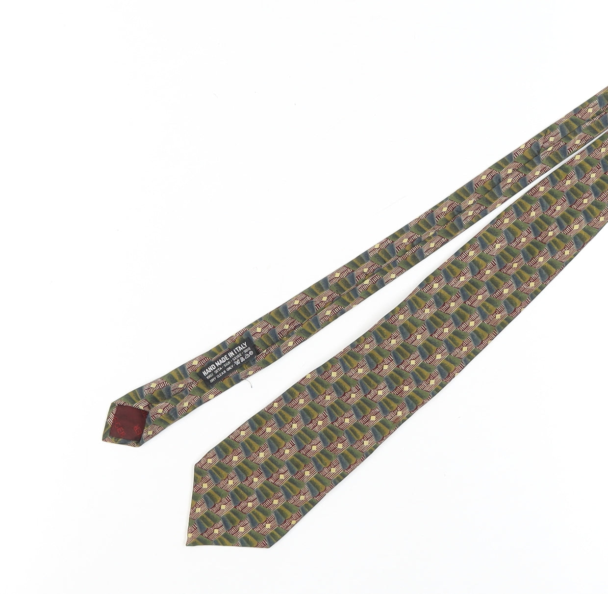Jaeger Men's Green Geometric Silk Tie
