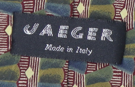 Jaeger Men's Green Geometric Silk Tie