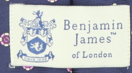 Mens Benjamin James Blue Polka Dot 100% Silk  Tie