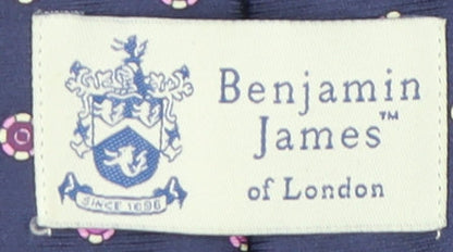 Mens Benjamin James Blue Polka Dot 100% Silk  Tie