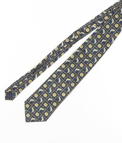 Jacques Estier Blue Silk Designer Fish Pattern Men's Tie
