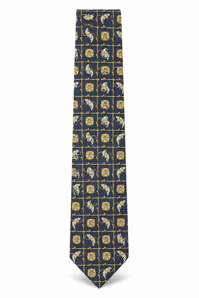 Mens Jacques Estier Blue Plaids & Checks 100% Silk Designer Tie
