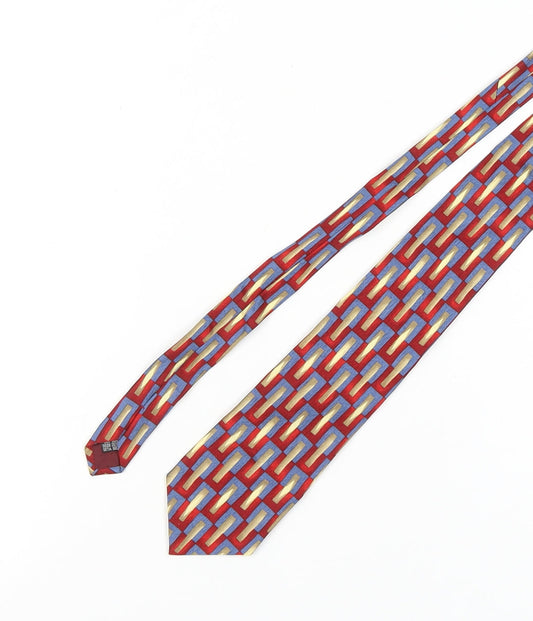 Austin Reed Men's Geometric Silk Tie - Red, Blue, Gold