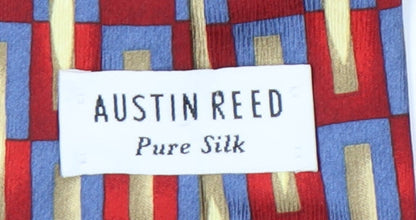 Austin Reed Men's Geometric Silk Tie - Red, Blue, Gold