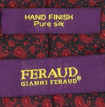 Mens Feraud Red Paisley 100% Silk  Tie