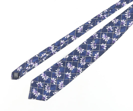 Marks and Spencer Men's Blue Floral Silk Tie
