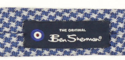 Mens Ben Sherman Blue Houndstooth 100% Silk Slim Tie
