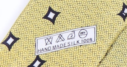 Versace Men's Yellow Silk Geometric Tie One Size Handmade