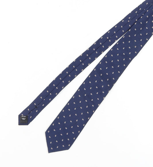Jaeger Men's Blue Silk Tie Geometric Pattern
