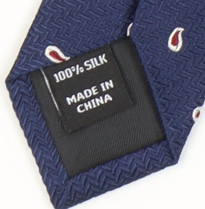 Jaeger Men's Blue Silk Tie Geometric Pattern