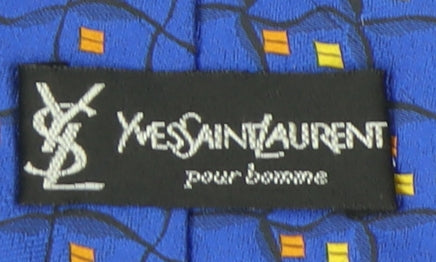 Yves Saint Laurent Men's Blue Geometric Silk Tie