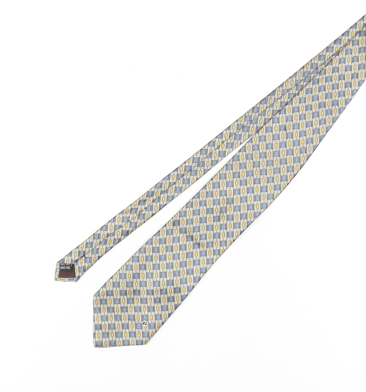 Versace Men's Blue Geometric Silk Tie Handmade